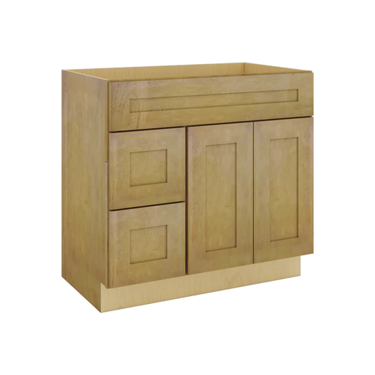 Modernform Cabinet Natural Shaker 36" W X 34 1/2" H X 21" D Combo Cabinet w/2 Tub Drawers