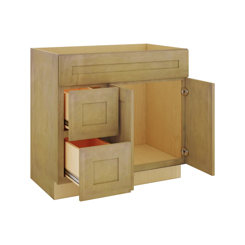 Modernform Cabinet Natural Shaker 36" W X 34 1/2" H X 21" D Combo Cabinet w/2 Tub Drawers
