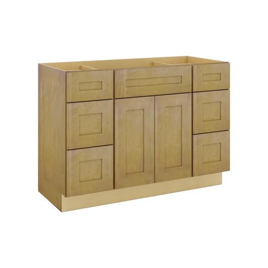 Modernform Cabinet Natural Shaker 48" W X 34 1/2" H X 21" D Combo Cabinet 2 Doors/6 Drawers/1 False Front