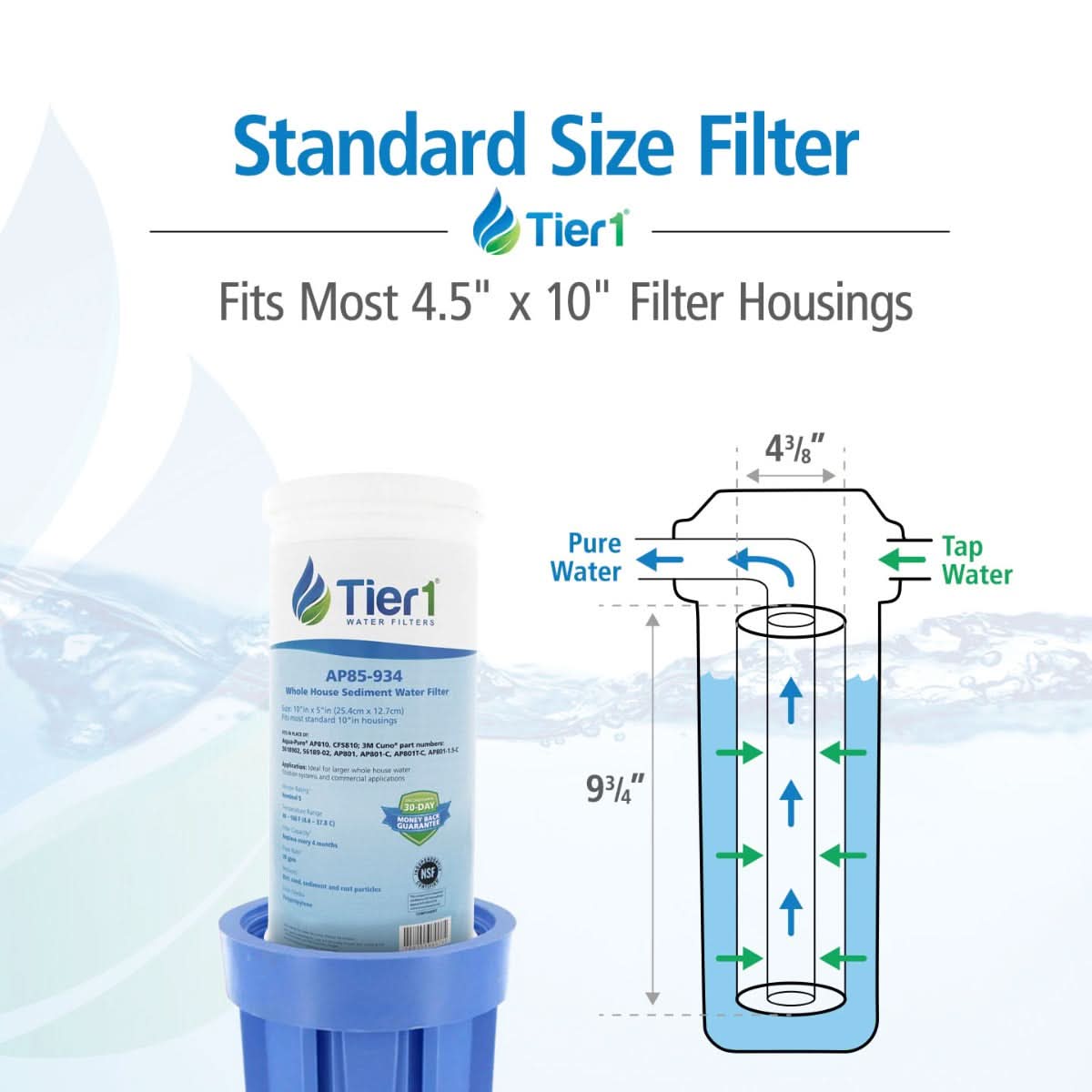 Tier1 10" x 4.5" Spun Wound Sediment Filter, 5 Micron