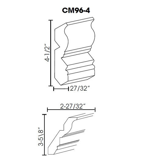 AW-CM96-4 ( (AW-GW-TW-PW) Crown Molding 4.5"Wx96"H )