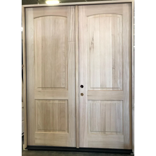 6/0x8/0 Exterior Mahogany 2 Panel Arched Prehung Double Door