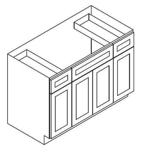 PW-S4821B12D-34-1/2" ( Vanity Sink Base 48"Wx21"Dx34.5"H 2 Drawers 4 Doors )