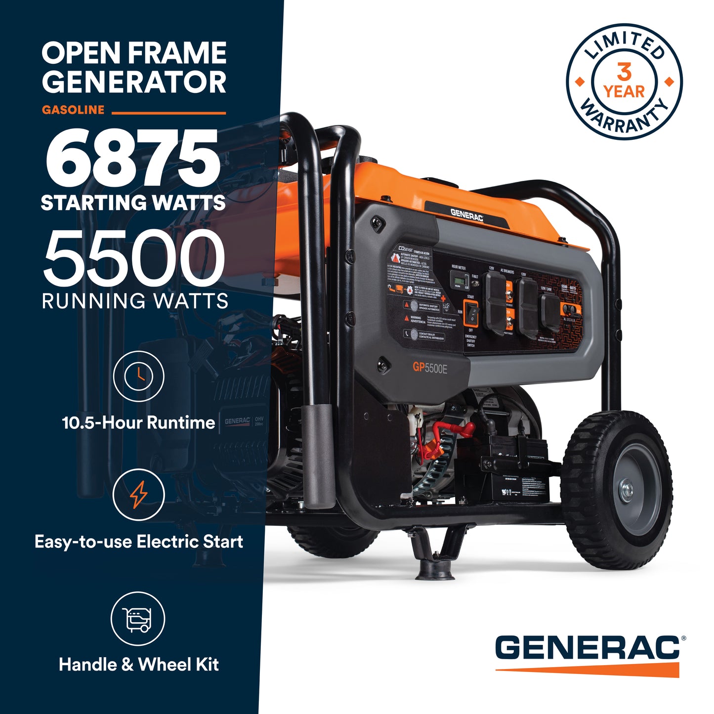 GP Series 5500-watt COSENSE® 50ST Portable Generator
