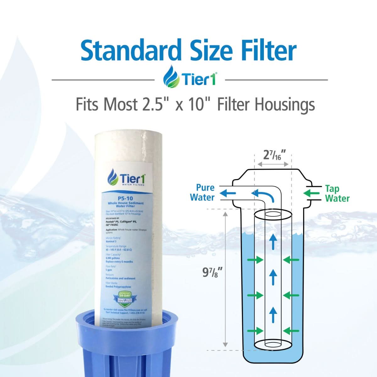 Tier1 10" x 2.5" Polypropylene Sediment Filter, 5 Micron