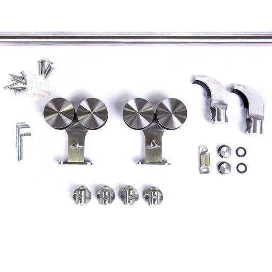 Top Mount Satin Nickel Roller Barn Door Hardware Set