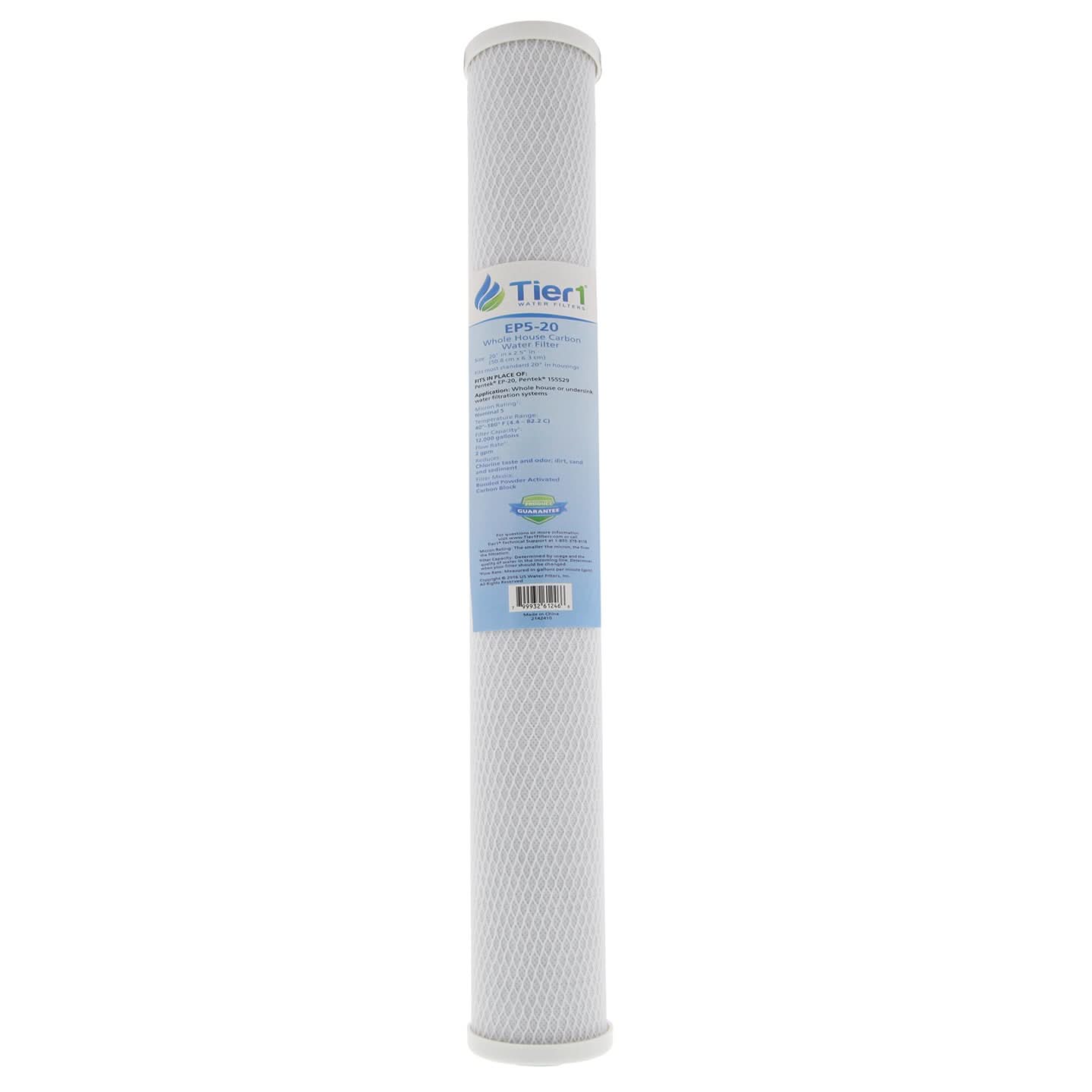 Tier1 20" x 2.5" Carbon Block Water Filter, 5 Micron