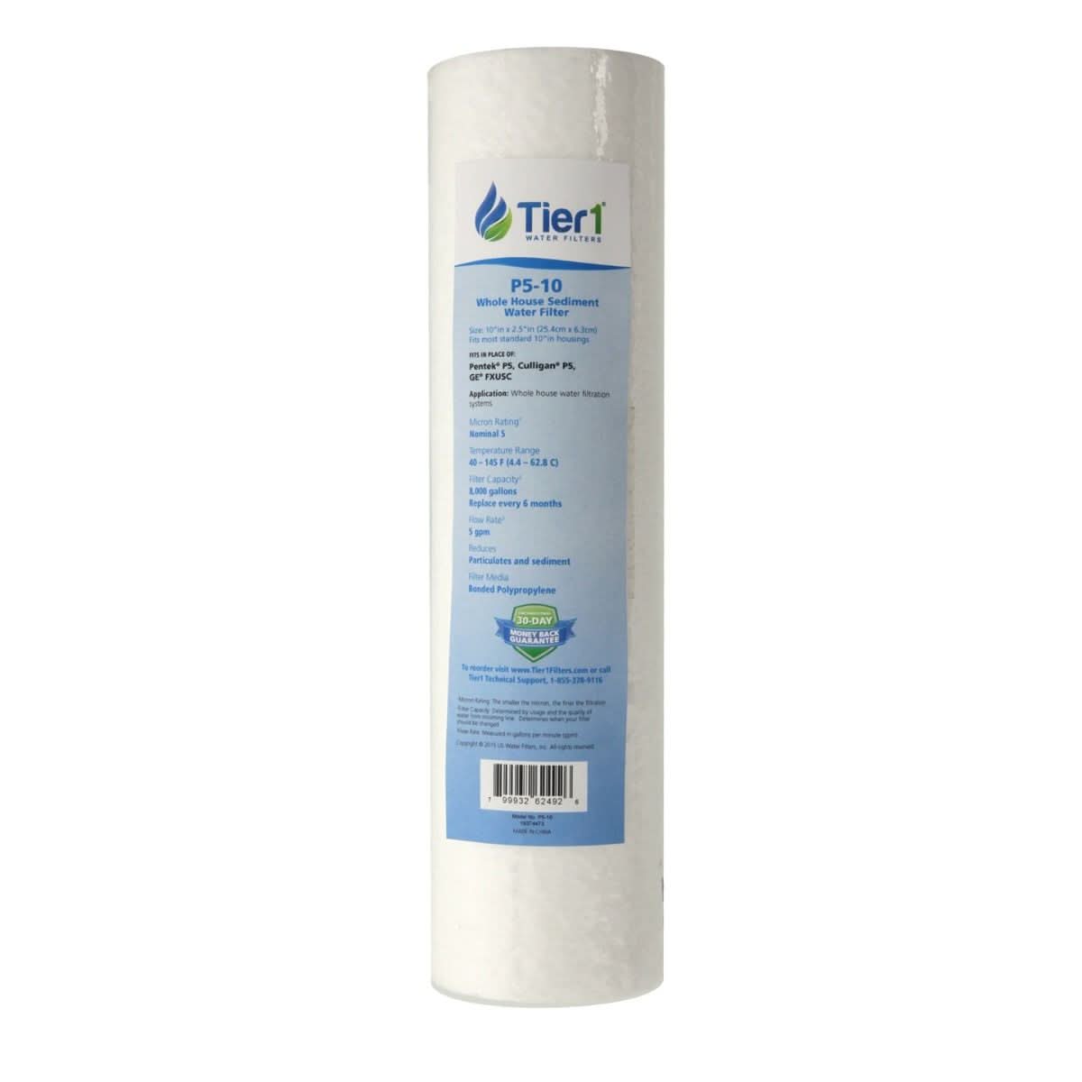 Tier1 10" x 2.5" Polypropylene Sediment Filter, 5 Micron