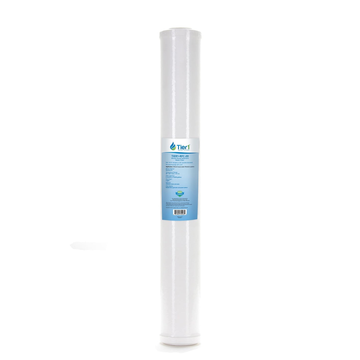 Tier1 20" x 2.5" Radial Flow GAC Carbon Filter, 25 Micron
