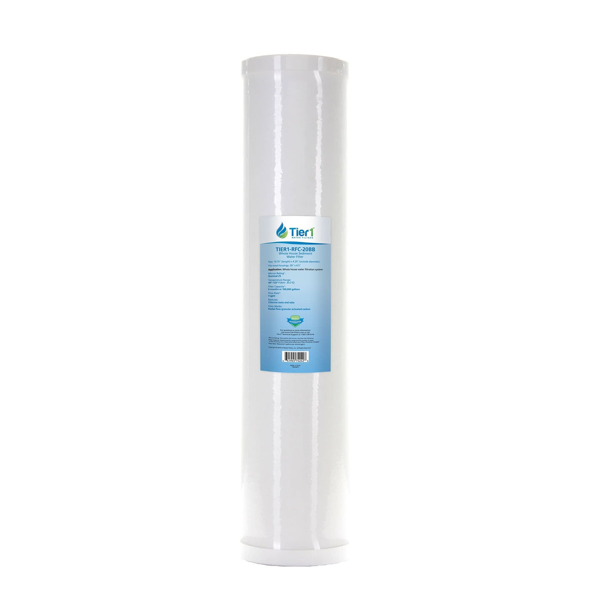 Tier1 20" x 4.5" Granular Activated Carbon Filter, 25 Micron