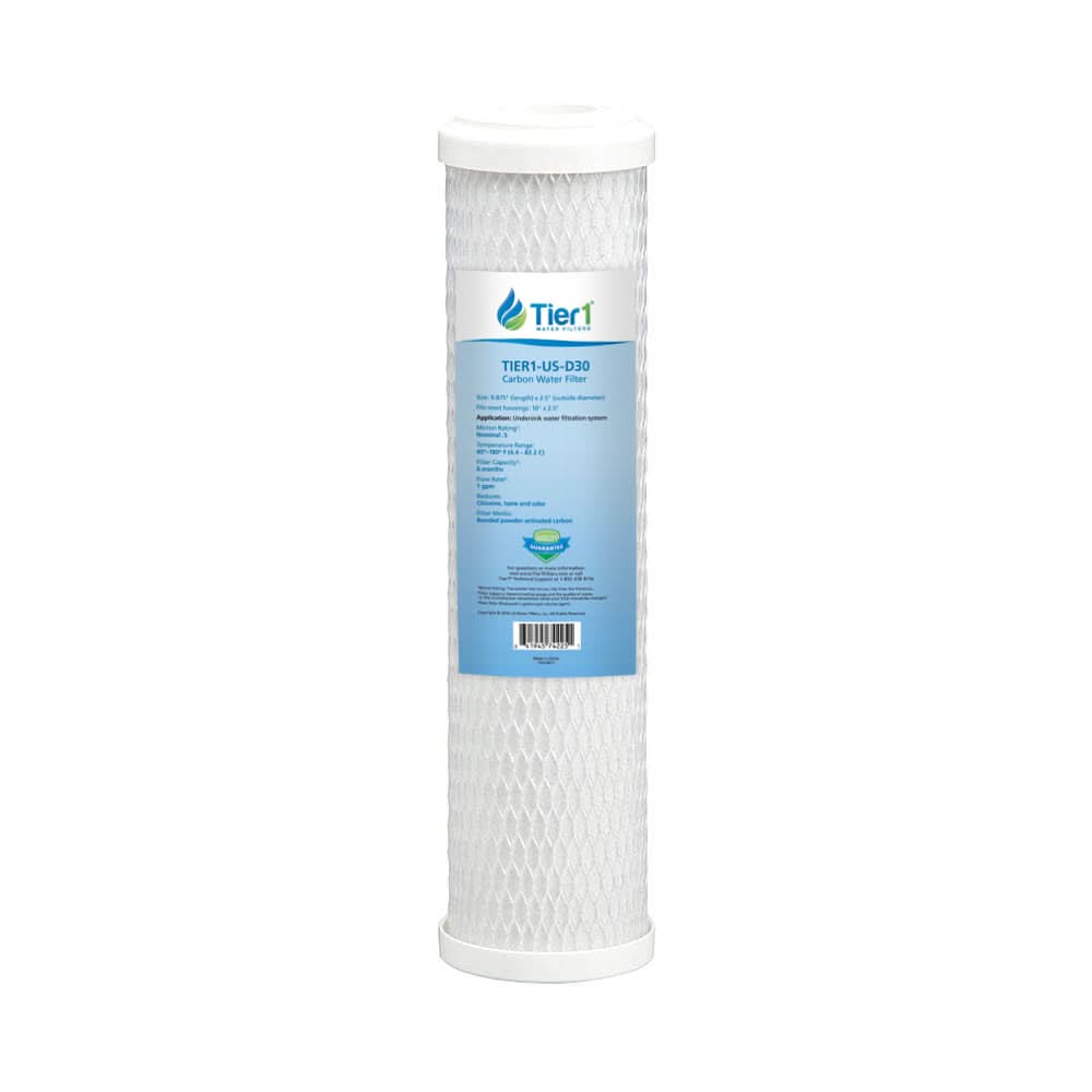 Tier1 10" x 2.5" Carbon Block Filter, 0.5 Micron