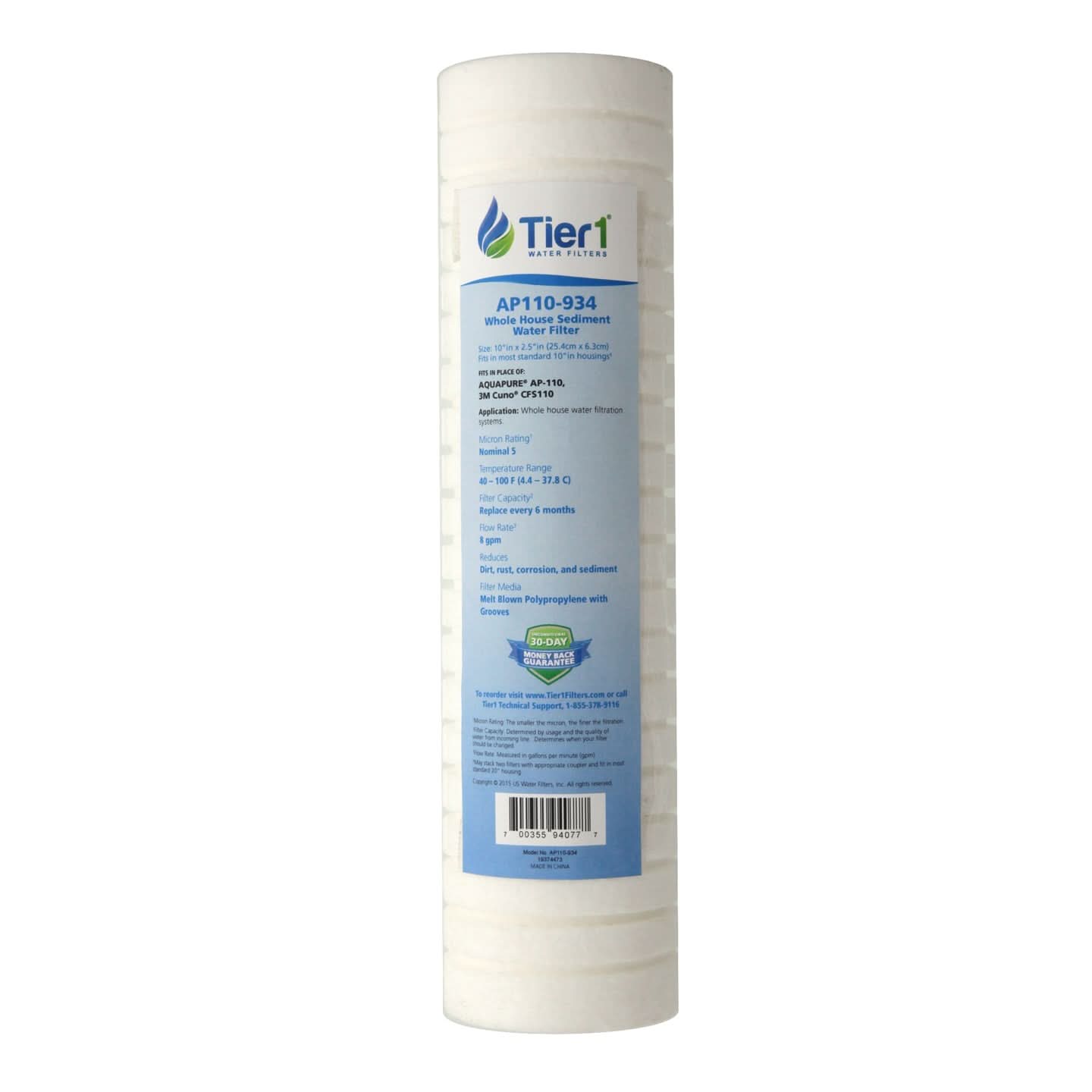 Tier1 10" x 2.5" Spun Wound Polypropylene Filter (5 Micron)