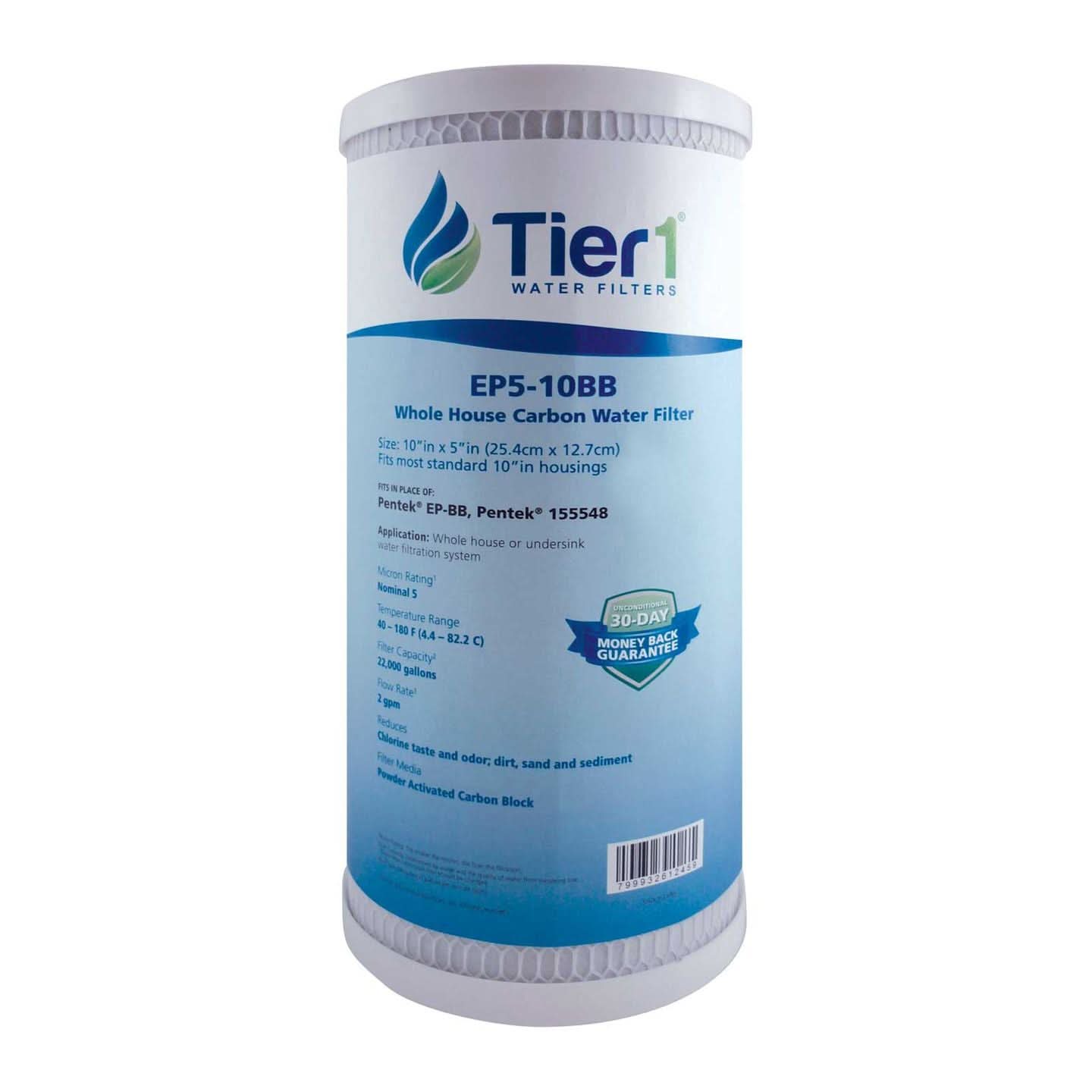 Tier1 10" x 4.5" Carbon Block Water Filter, 5 Micron
