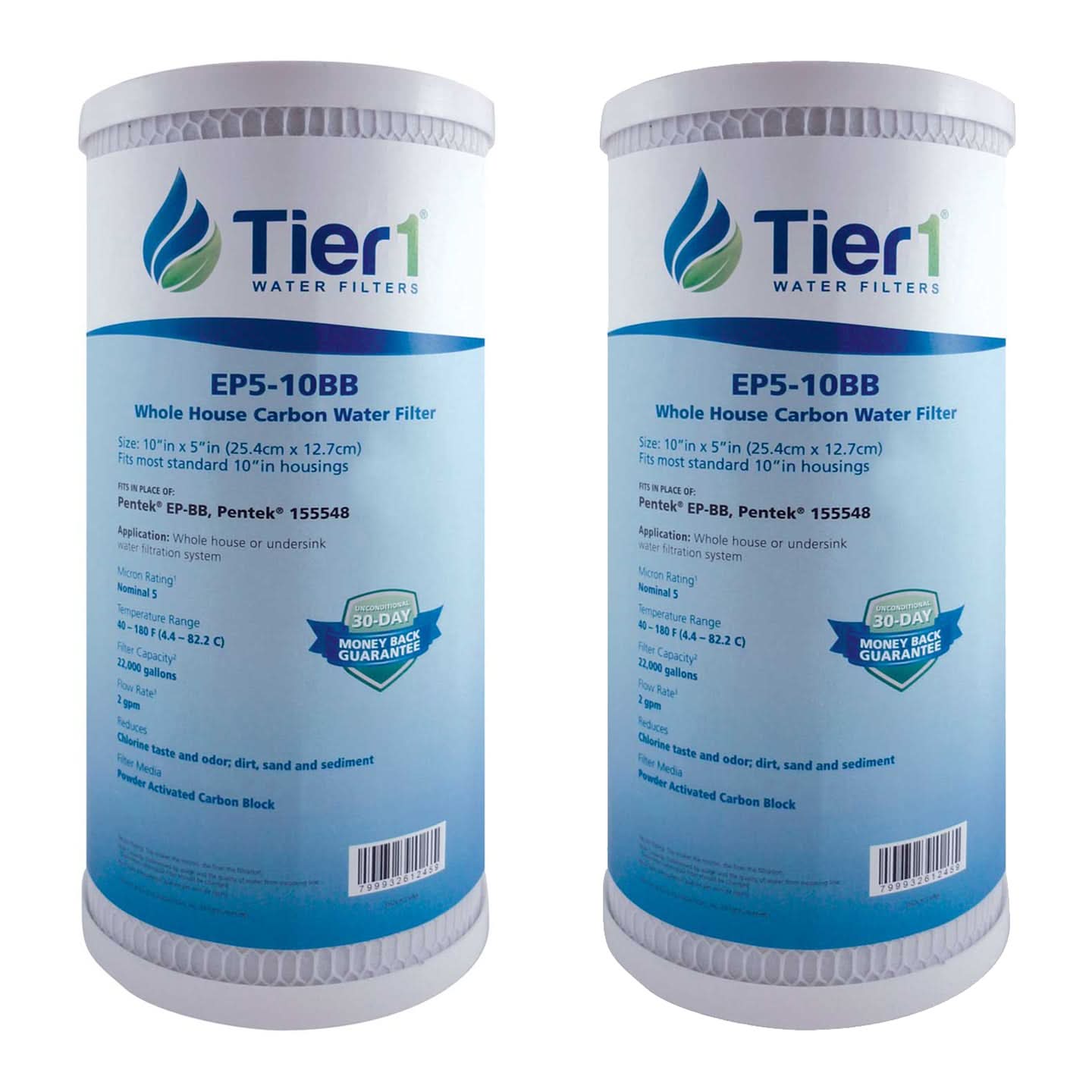 Tier1 10" x 4.5" Carbon Block Water Filter, 5 Micron