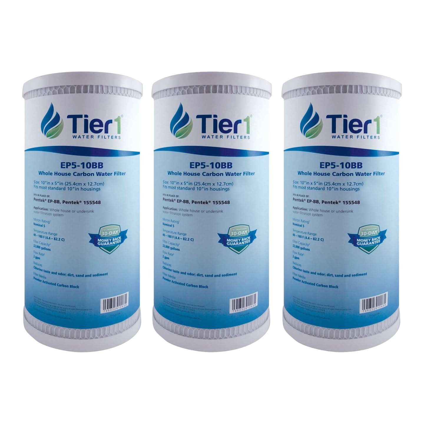 Tier1 10" x 4.5" Carbon Block Water Filter, 5 Micron