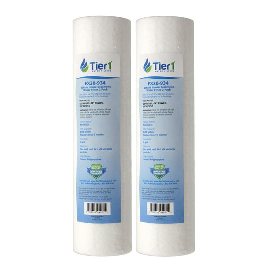 Tier1 10" x 2.5" Spun Wound Polypropylene Filter Set (30 Micron) – 2 Pack
