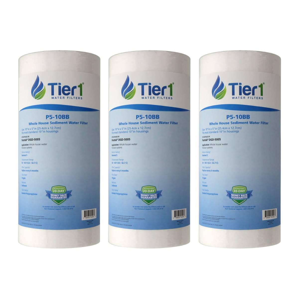 Tier1 10" x 4.5" Polypropylene Sediment Filter, 5 Micron