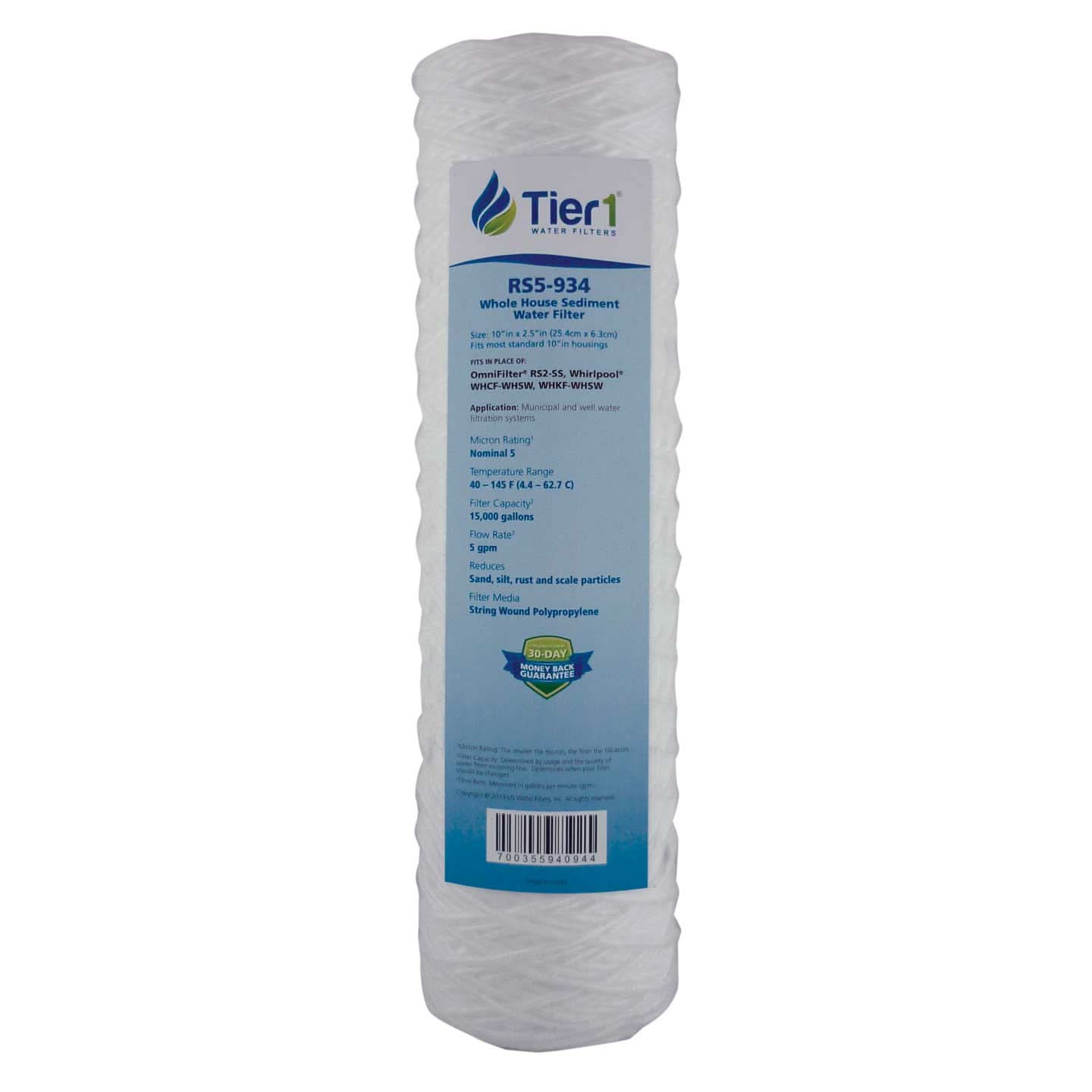 Tier1 10 X 2.5 String Wound Polypropylene Replacement Filter (5 micron)