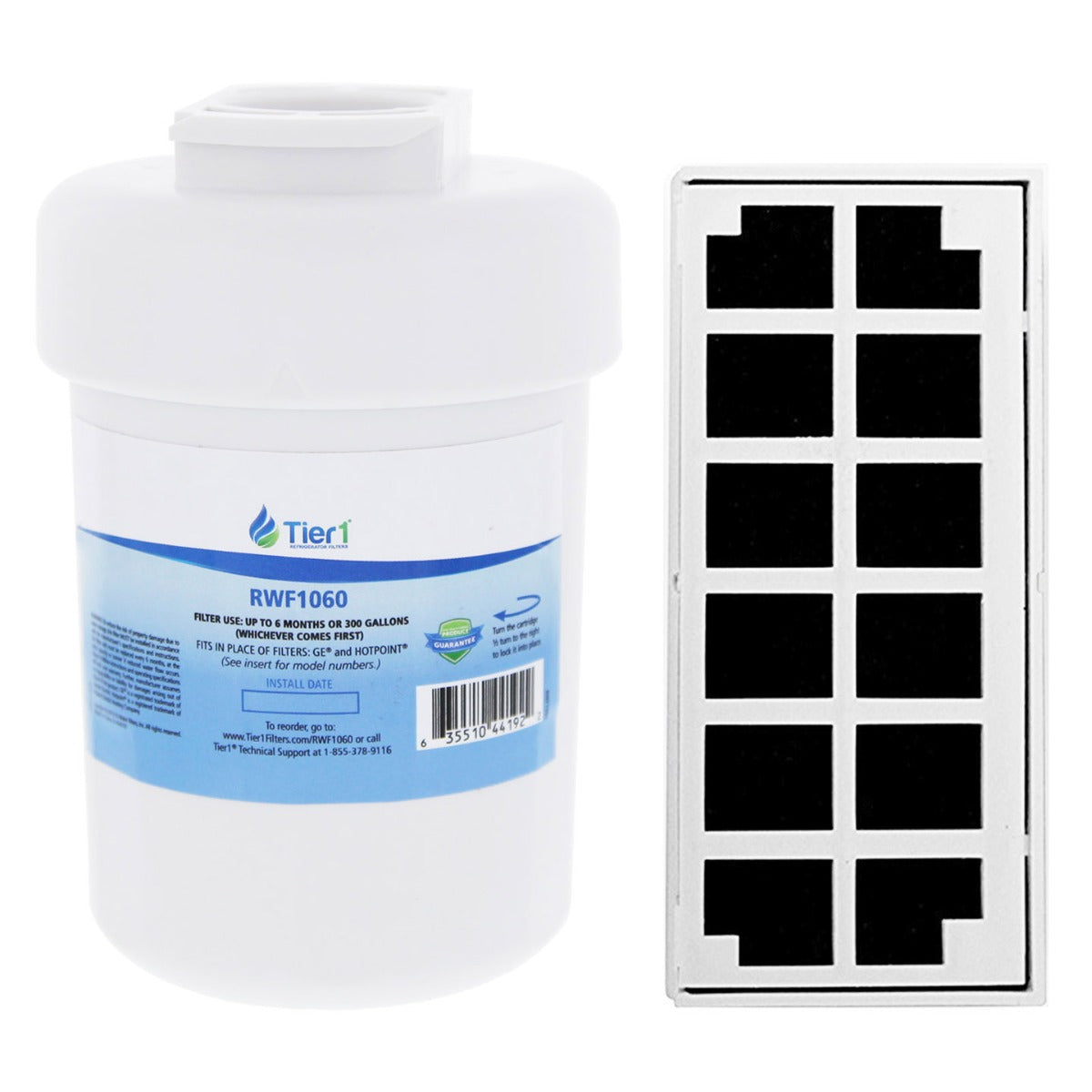 GE MWF Comparable Refrigerator Water Filter with GE Cafe Series Comparable Odor Filter Combo by Tier1