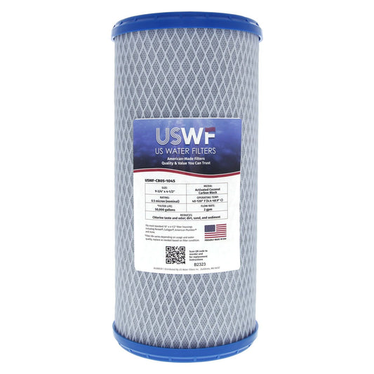 USWF 0.5 Micron Coconut Carbon Block Filter, 10"x4.5"