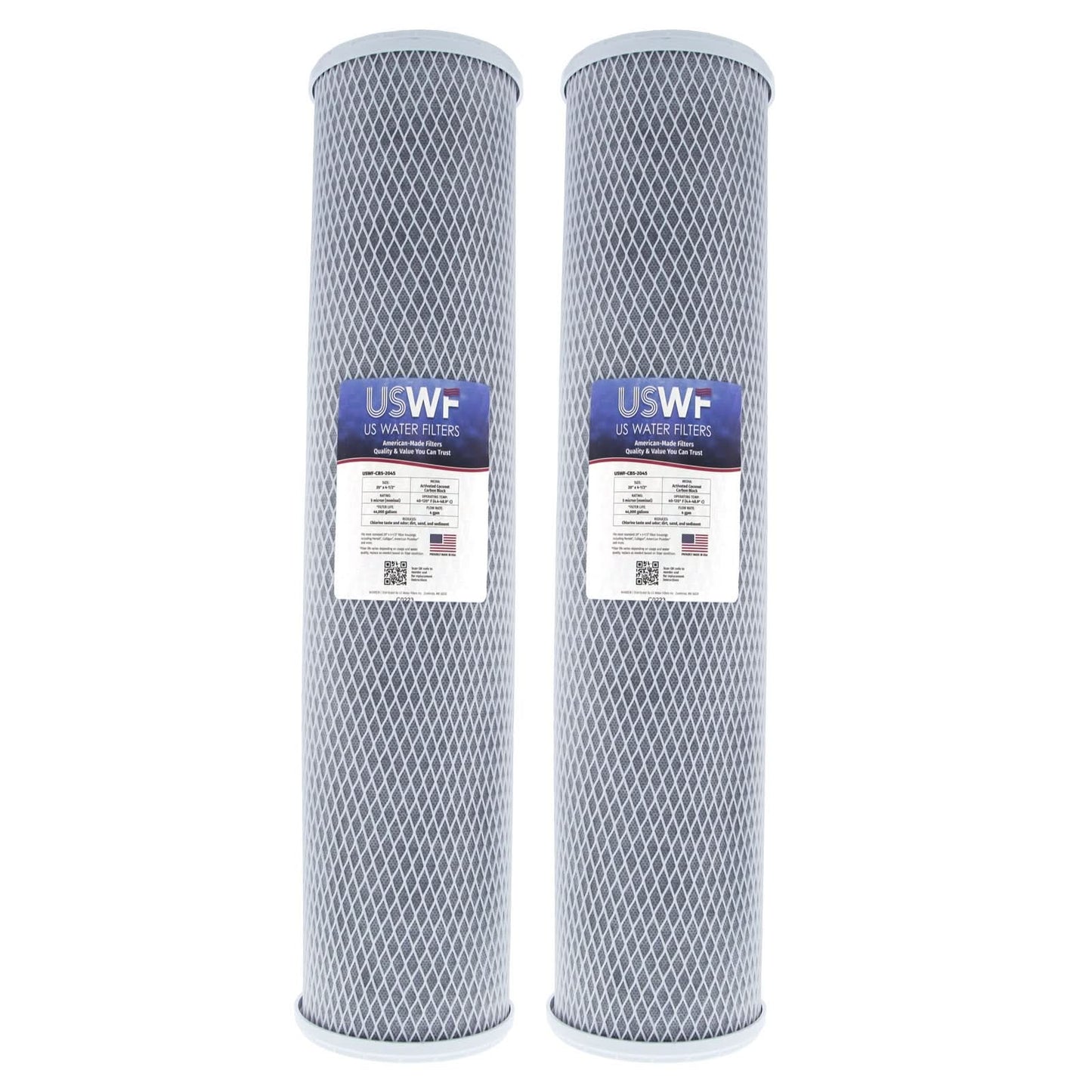 USWF 5 Micron Coconut Carbon Block Filter, 20" x 4.5"