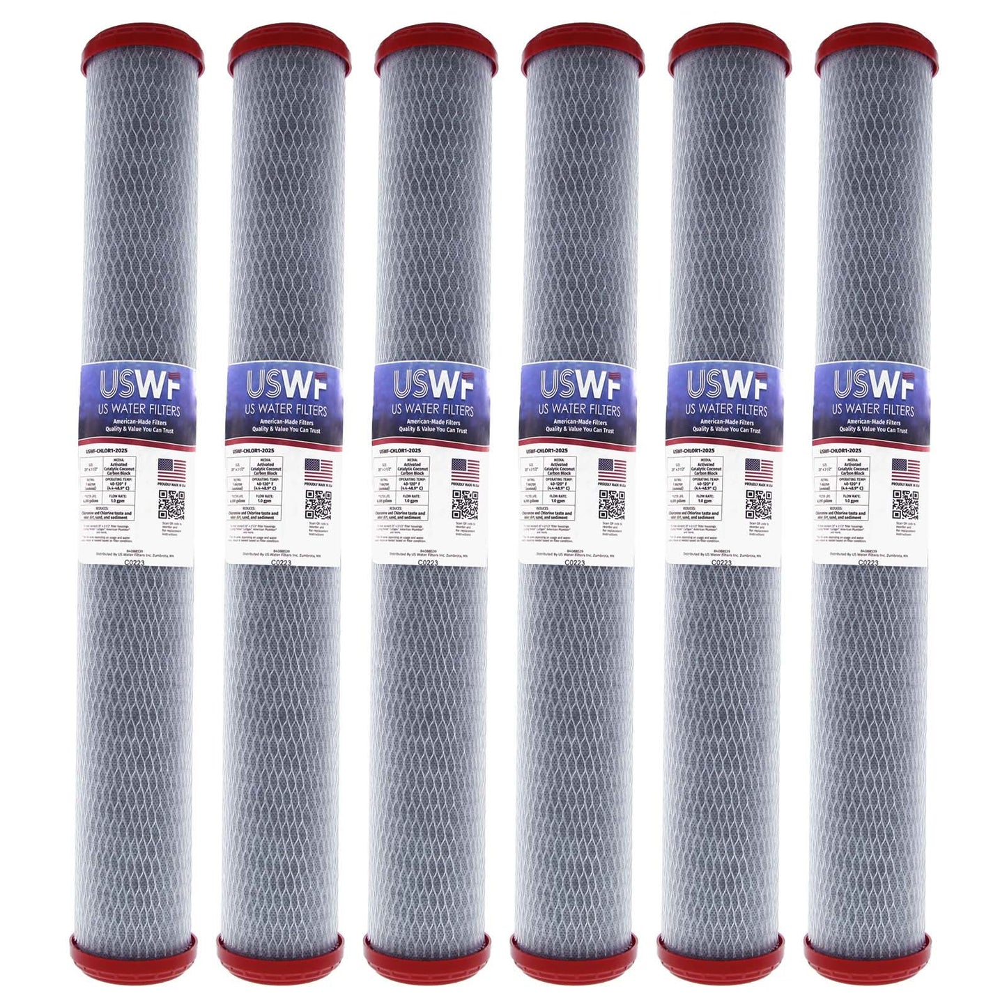 USWF 1 Micron Catalytic Carbon Block Chloramine Reducing Filter 20"x2.5"
