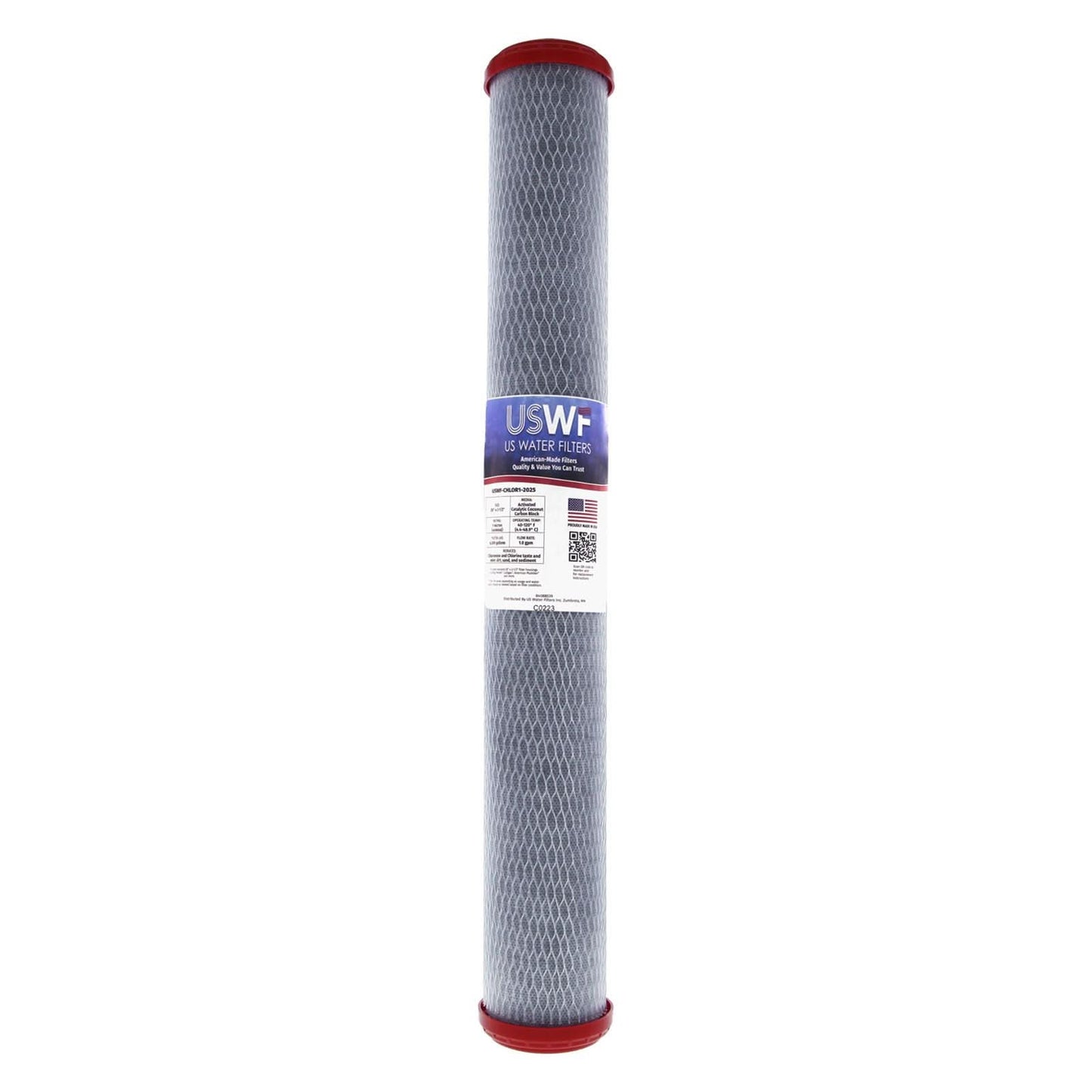 USWF 1 Micron Catalytic Carbon Block Chloramine Reducing Filter 20"x2.5"