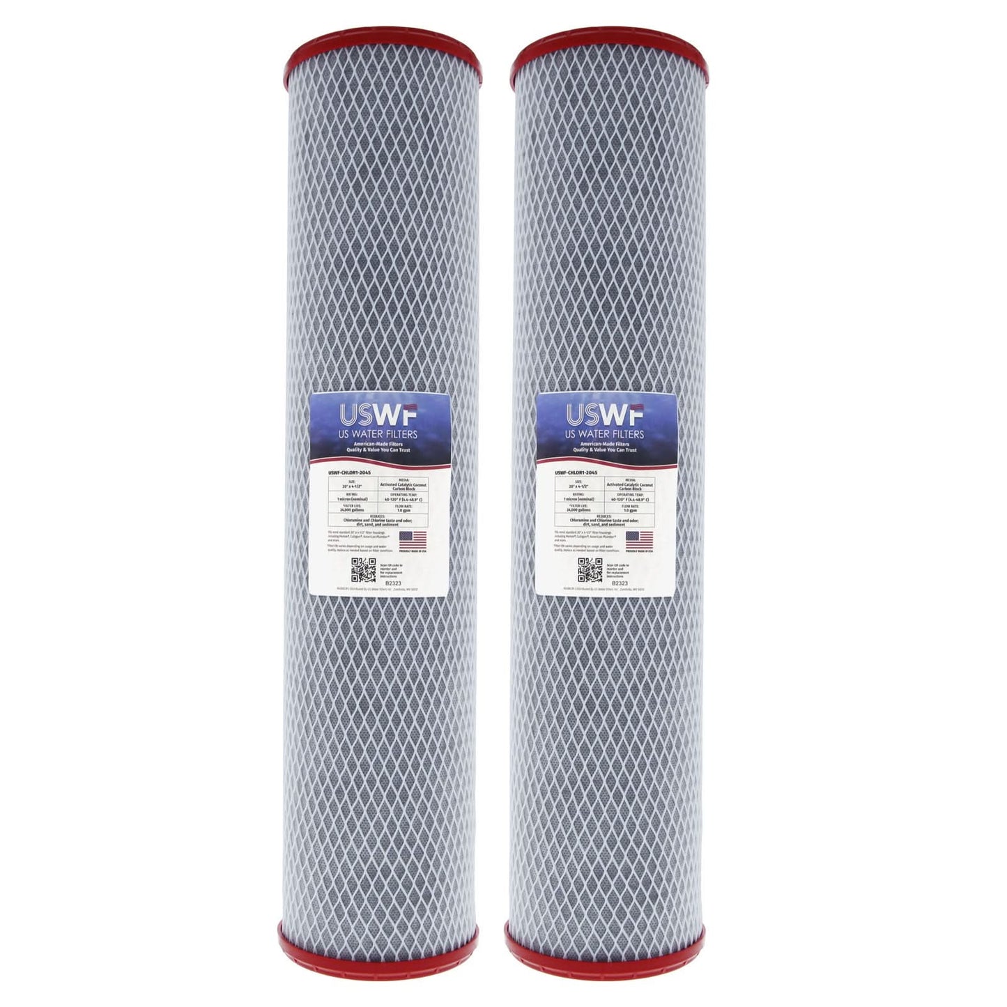 USWF 1 Micron Catalytic Carbon Block Chloramine Filter, 20"x4.5"