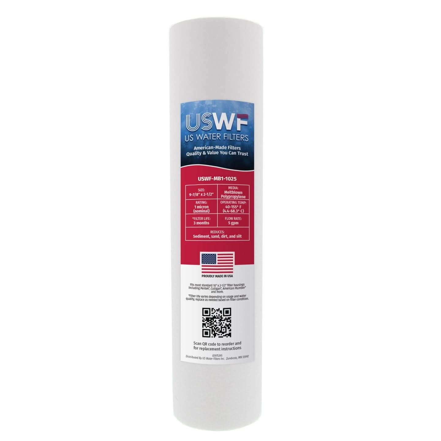 USWF Melt Blown Sediment Filter, 1 Micron 10"x2.5"