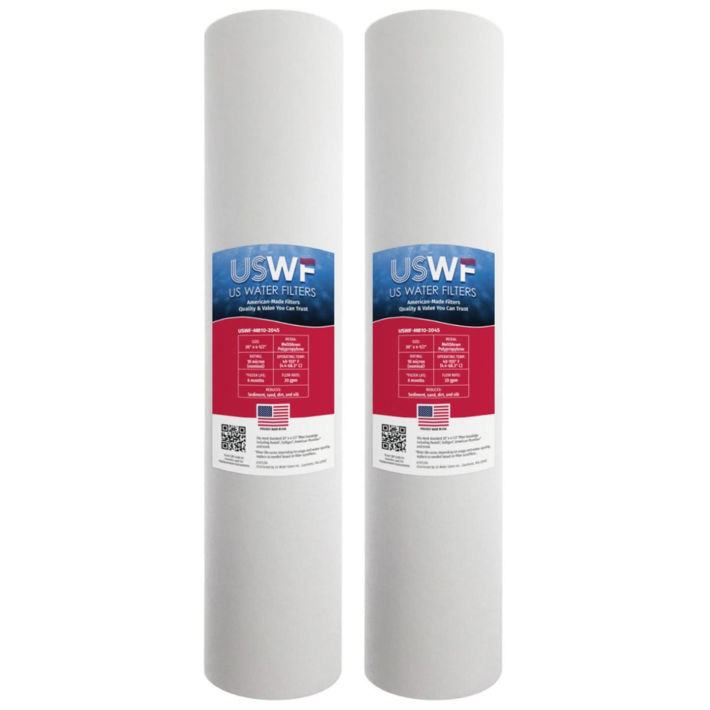 USWF 10 Micron Melt Blown Sediment Filter 20"x4.5"