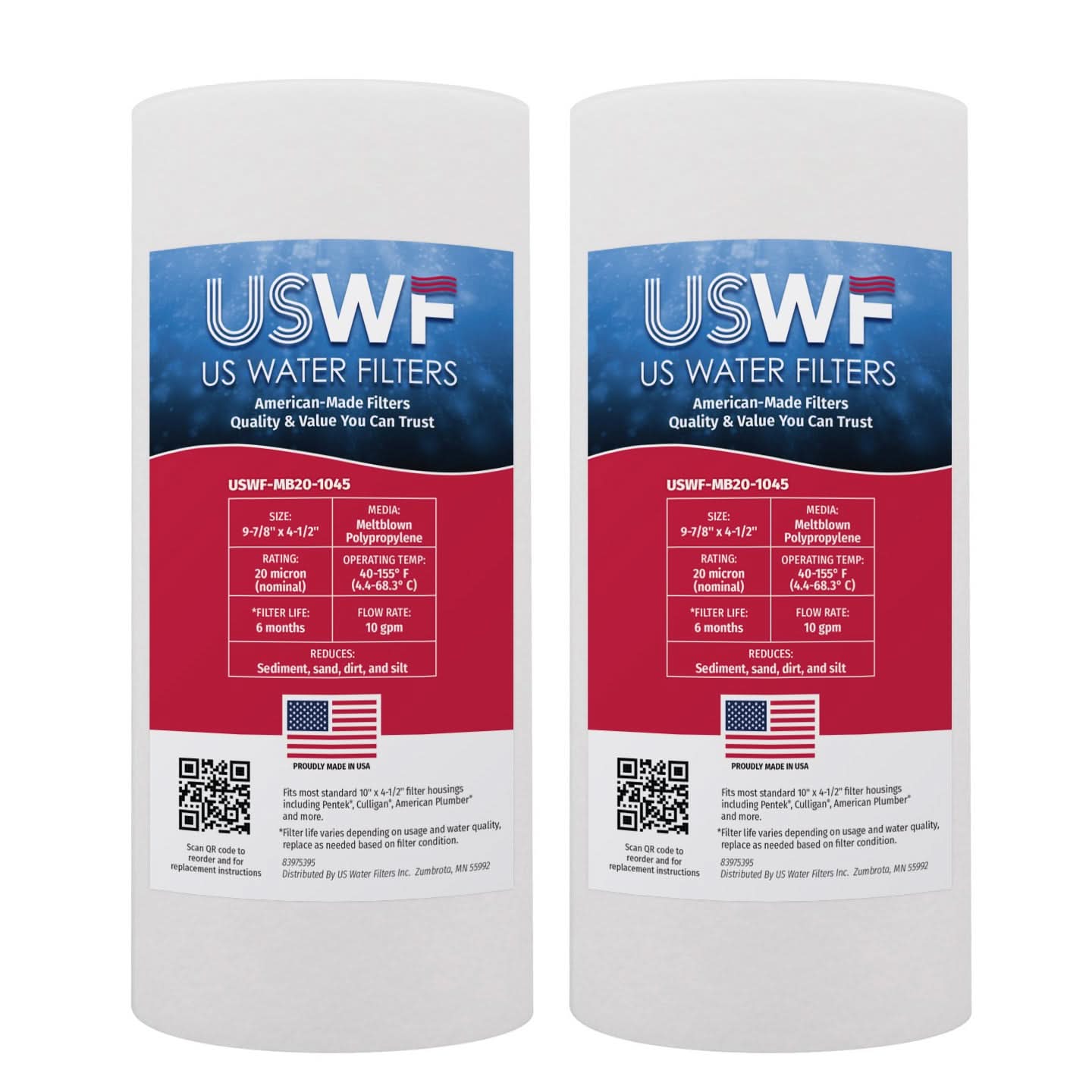 USWF Melt Blown Sediment Filter 10"x4.5", 20 Micron
