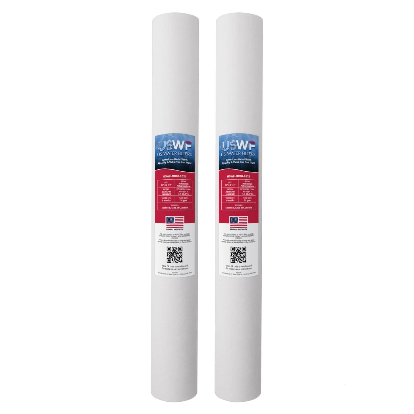 USWF Melt Blown Sediment Filter, 20 Micron, 20"x2.5"