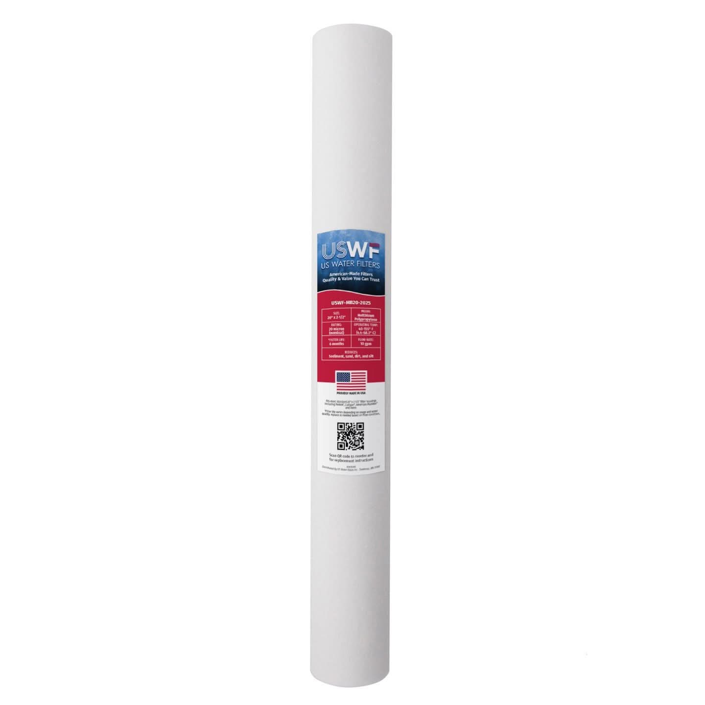 USWF Melt Blown Sediment Filter, 20 Micron, 20"x2.5"