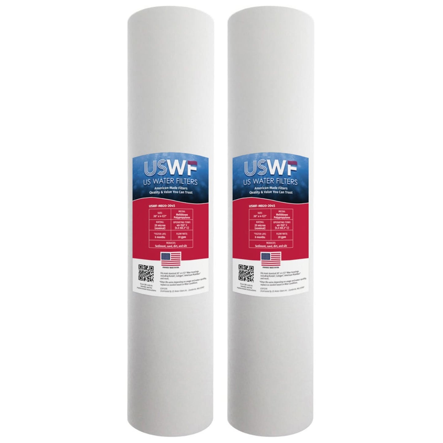 USWF 20 Micron Melt Blown Sediment Filter, 20"x4.5"