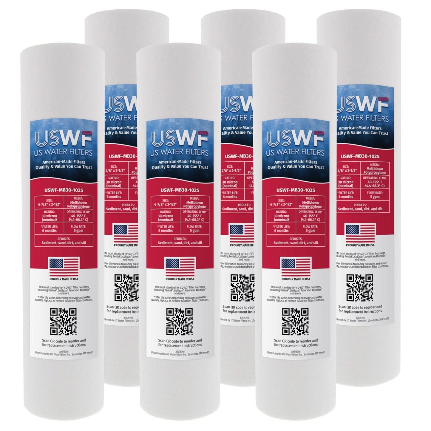 USWF 30 Micron Melt Blown Sediment Filter 10"x2.5"