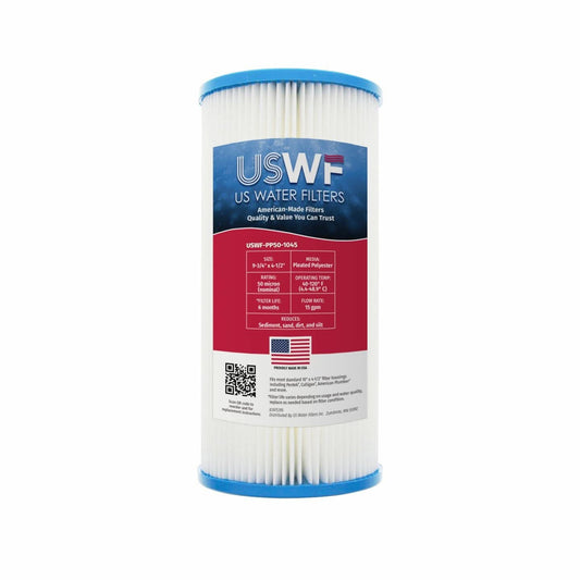 USWF Pleated Polyester Sediment Filter, 50 Micron, 10"x4.5"