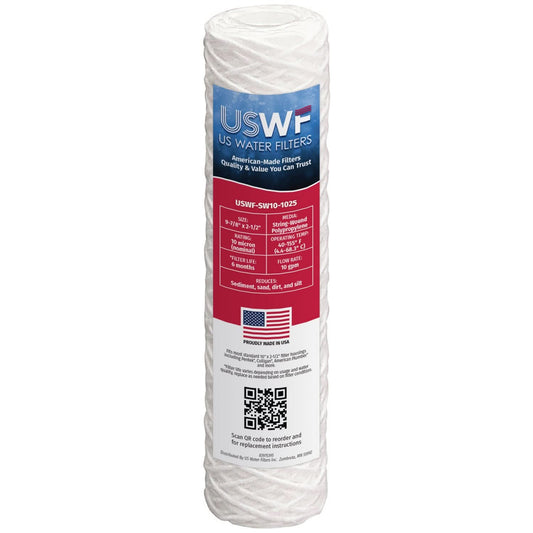 USWF 10" String Wound Sediment Filter, 10 Micron