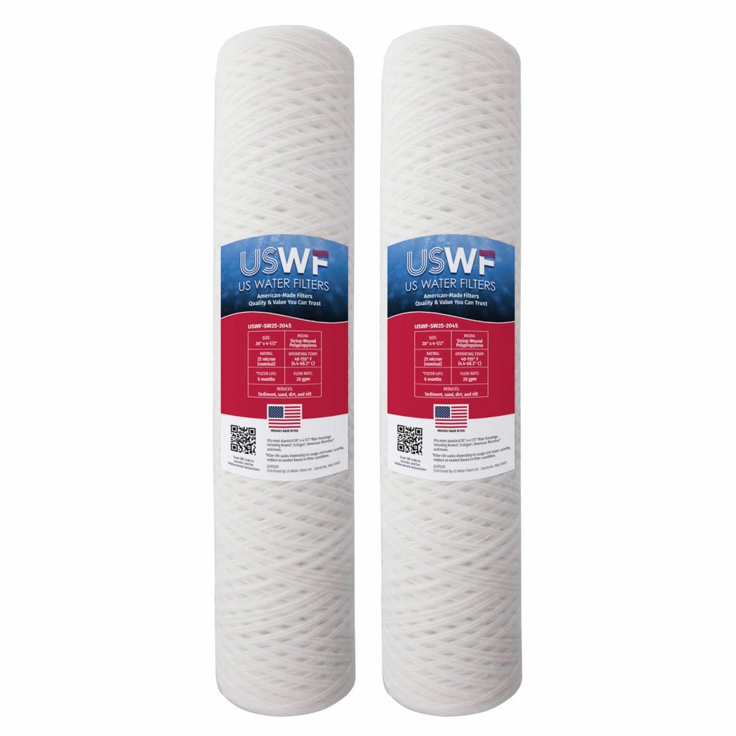 USWF String Wound Sediment Filter, 25 Micron 20"x4.5"