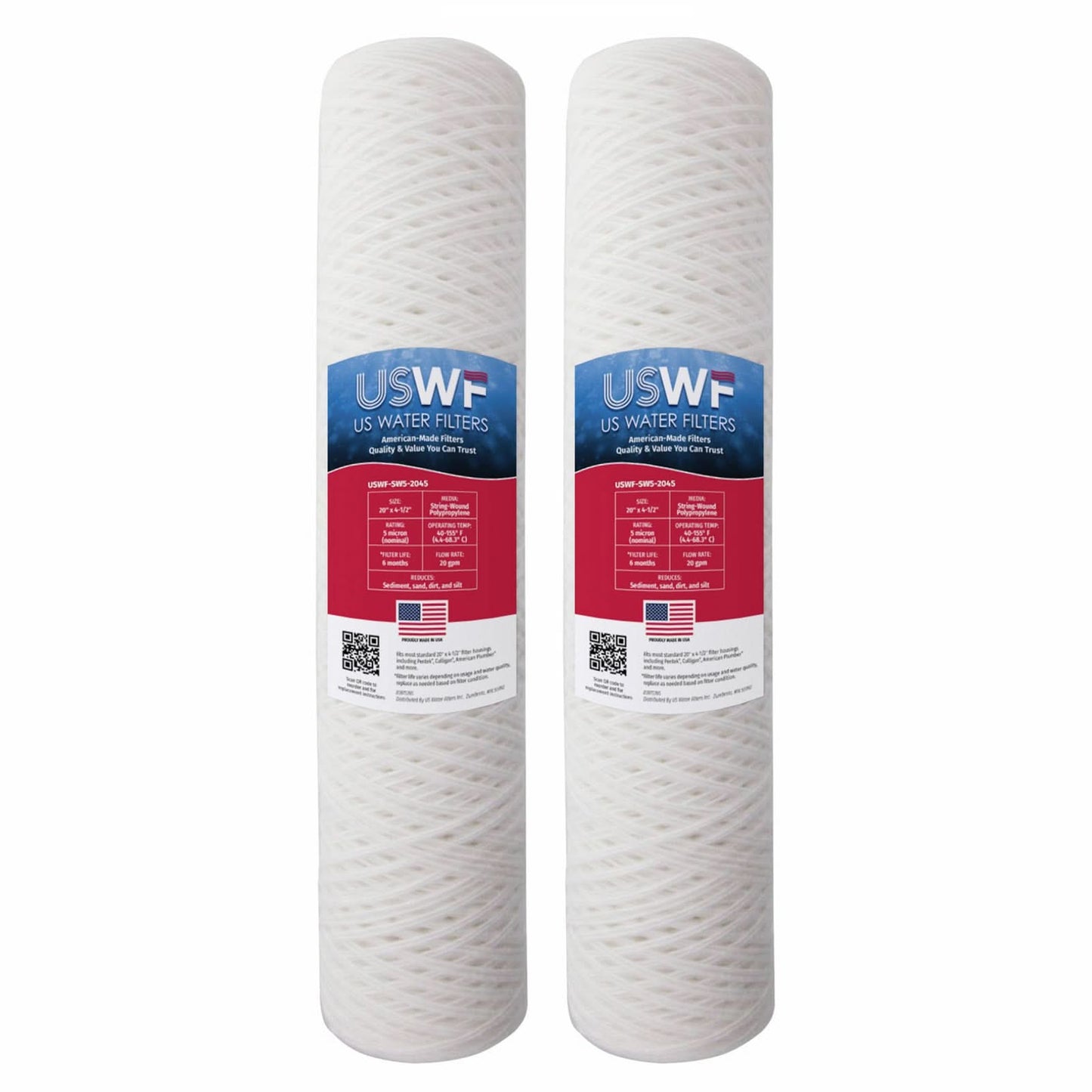 USWF 5 Micron String Wound Sediment Filter 20"x4.5"